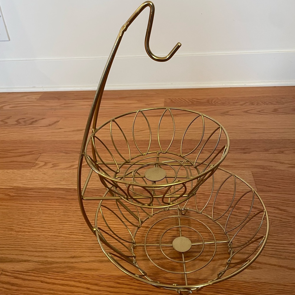 Threshold 2-tier Iron Wire Fruit Basket with Banana Hanger Gold - Picture 2 of 3